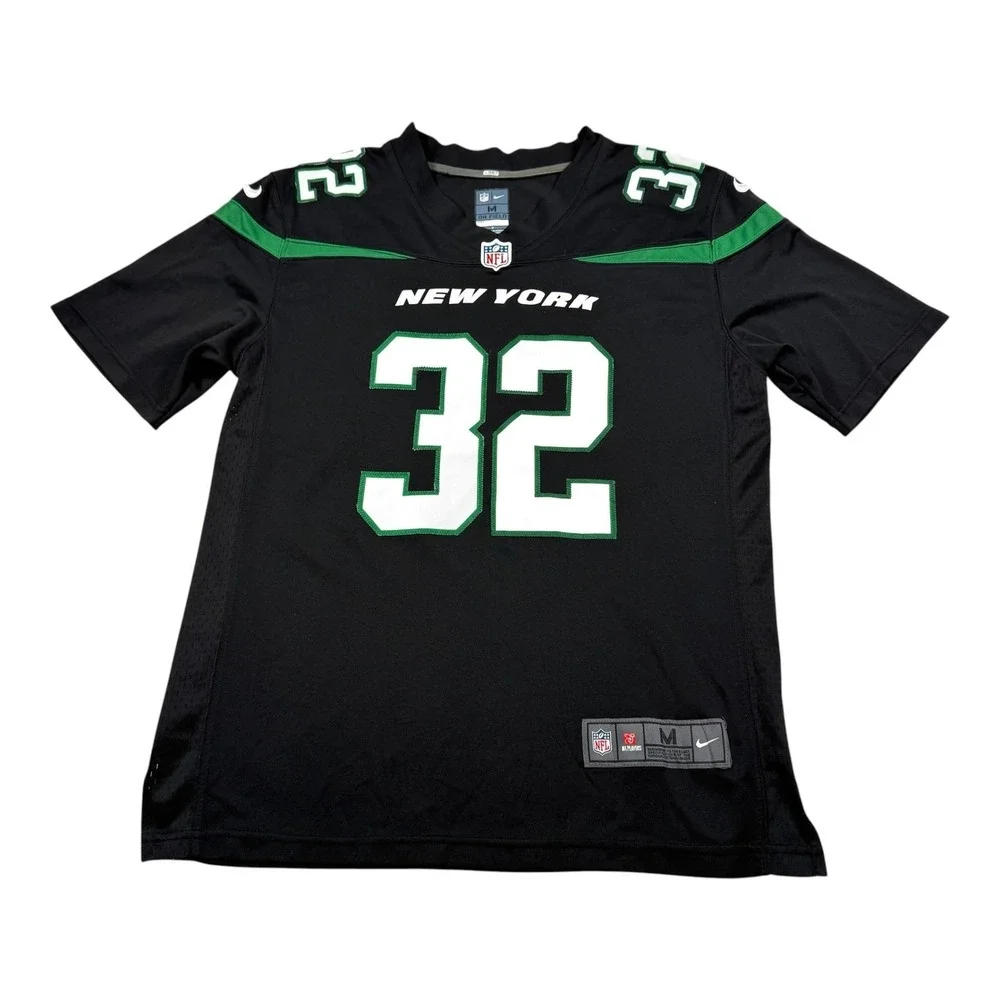 New York Jets Football Jersey Mens Medium Black NFL Nike Carter 32 On Field